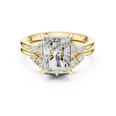 Classic Radiant Bridal Ring Set With Curved Wedding Band