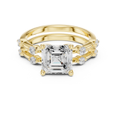Asscher Cut Lab Diamond Bridal Ring Set