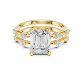 Emerald Cut Lab Diamond Bridal Ring Set