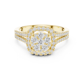 Round Cluster Diamond Halo Engagement Ring