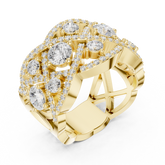 Geometric Criss Cross Round Cut Diamond Statement Band