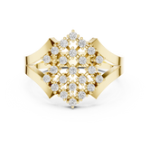 Round Cut Diamond Rhombus Statement Ring