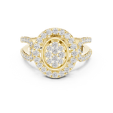 Vintage Style Oval Diamond Double Halo Anniversary Ring
