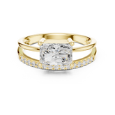 East West Radiant Cut Diamond Split Shank Engagement Ring