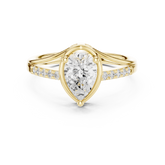 Pear Cut Diamnond Pave Band Split Shank Ring