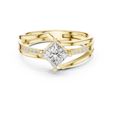 Kite Set Princess Diamond Ring With Triple Split Pave Shank