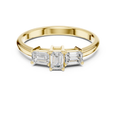 Emerald Cut Trinity Diamond Ring with Tapered Basket Setting