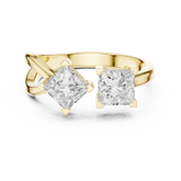 Duo Princess Cut Lab Grown Diamond Two Stone Wedding Ring