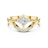 Princess Cut Diamond V Shape Crisscross Ring