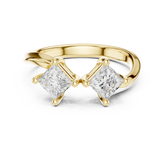 Two Stone Princess Cut Diamond Bypass Ring