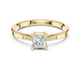Princess Cut 4 Prong Anniversary Ring with Tapered Pave Band