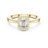 Halo Emerald Solitaire Diamond Engagement Ring