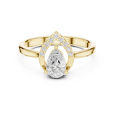 Pear Cut Diamond Teardrop Halo Frame Ring