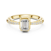 Emerald Diamond Tapered Shank Ring