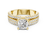 Three-Row Micro Pave Cushion Diamond Ring