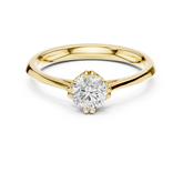 Round Diamond Solitaire Ring with Scalloped Tulip Basket
