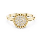 Bubble Border Round Pave Diamond Statement Ring