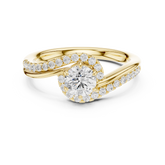 Round Diamond Swirl Bypass Wedding Ring