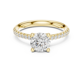 Round Cut Diamond Engagement Ring with Pave Band