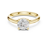 Brilliant Round Cut Petal Basket Cathedral Shank Solitaire Ring