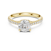Brilliant Round Cut Cathedral Shank with Pavé Diamond Engagement Ring
