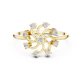 Unique Round Cut Diamond Swirl Sunburst Wedding Ring