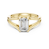 Emerald Cut Solitaire Diamond Proposal Ring With Split Shank