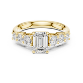 Emerald Cut Diamond Engagement Ring With Graduated Round Side Stones
