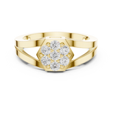 Hexagon Shaped Lab Grown Diamond Cluster Ring With Split Shank