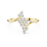 Round Brilliant Diamond Cluster Bypass Wedding Ring
