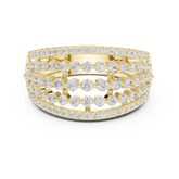 Round Brilliant Cut Wide Multi-Row Diamond Statement Ring