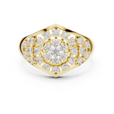Round Cut Diamond Cluster Statement Ring
