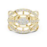 Oval Shape Round Diamond Multi-Row Crossover Statement Ring