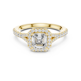 Asscher Cut Halo Split Shank Ring