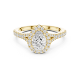 Pear Cut Halo Split Shank Ring