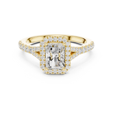 Radiant Cut Halo Split Shank Ring