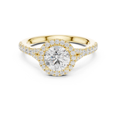 Round Cut Halo Split Shank Ring