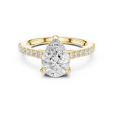 Pear Diamond 3-Prong Pave Ring