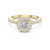 Cushion Lab Grown Diamond Halo Pave Set Ring