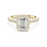 Emerald Lab Grown Diamond Halo Pave Set Ring