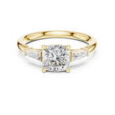 Cushion Diamond With Tapered Side Accents Ring