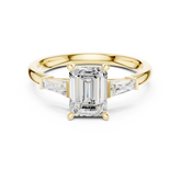 Emerald Diamond With Tapered Side Accents Ring