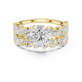 Round Cut Bridal Ring Set With Marquise & Round Diamond Band
