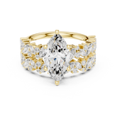 Marquise Cut Bridal Ring Set With Marquise & Round Diamond Band