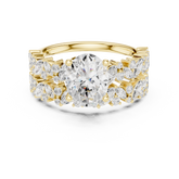 Oval Cut Bridal Ring Set With Marquise & Round Diamond Band