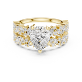 Pear Cut Bridal Ring Set With Marquise & Round Diamond Band