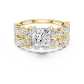 Princess Cut Bridal Ring Set With Marquise & Round Diamond Band