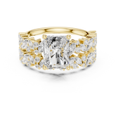 Radiant Cut Bridal Ring Set With Marquise & Round Diamond Band