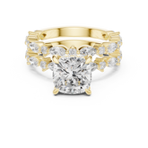 Cushion Diamond Double Band Marquise Accent Ring Set