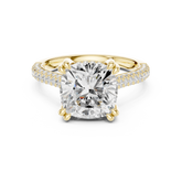 Cushion Diamond Triple-Row Pave Set Engagement Ring